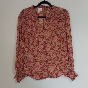 Joie small sheer long sleeve blouse shirt